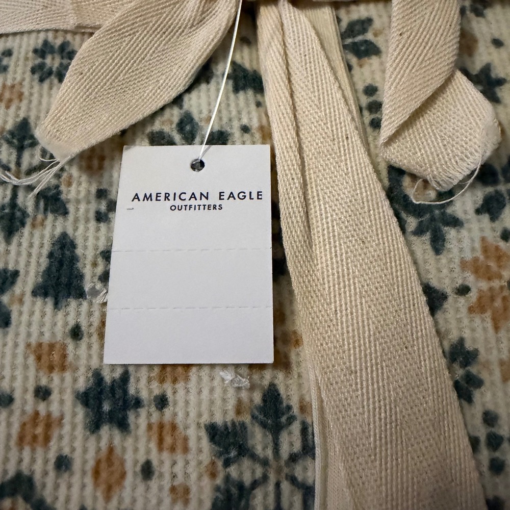 American Eagle Womens Waffle Knit One Piece Snowflake Thermal Medium NEW - Picture 8 of 9